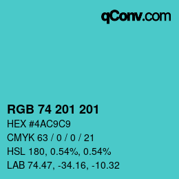 Color code: RGB 74 201 201 | qconv.com