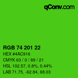 カラーコード: RGB 74 201 22 | qconv.com