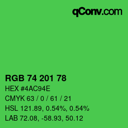 Color code: RGB 74 201 78 | qconv.com