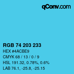 颜色代码: RGB 74 203 233 | qconv.com