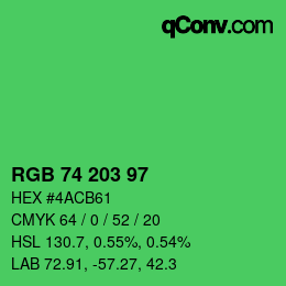 カラーコード: RGB 74 203 97 | qconv.com