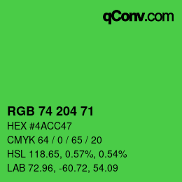 Color code: RGB 74 204 71 | qconv.com