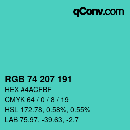 Color code: RGB 74 207 191 | qconv.com