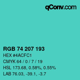 Color code: RGB 74 207 193 | qconv.com