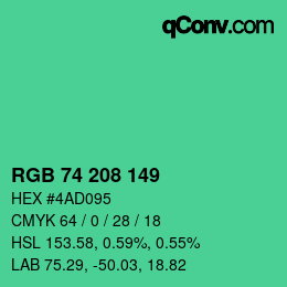 カラーコード: RGB 74 208 149 | qconv.com