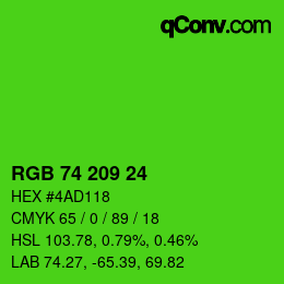 カラーコード: RGB 74 209 24 | qconv.com