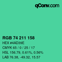Color code: RGB 74 211 158 | qconv.com