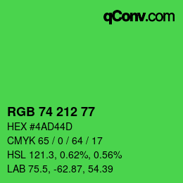 カラーコード: RGB 74 212 77 | qconv.com