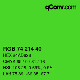 颜色代码: RGB 74 214 40 | qconv.com