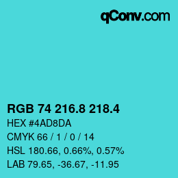 カラーコード: RGB 74 216.8 218.4 | qconv.com