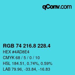カラーコード: RGB 74 216.8 228.4 | qconv.com