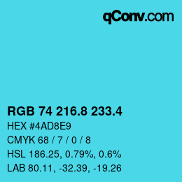 カラーコード: RGB 74 216.8 233.4 | qconv.com