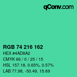 Color code: RGB 74 216 162 | qconv.com