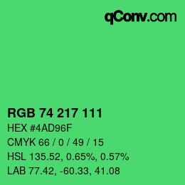 颜色代码: RGB 74 217 111 | qconv.com