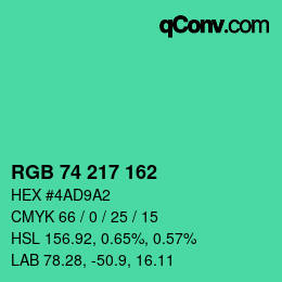 Color code: RGB 74 217 162 | qconv.com