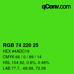 颜色代码: RGB 74 220 25 | qconv.com