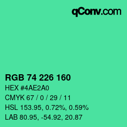 Color code: RGB 74 226 160 | qconv.com