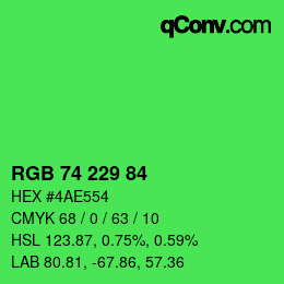 Color code: RGB 74 229 84 | qconv.com