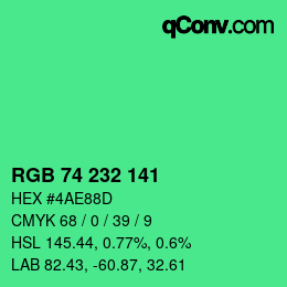 Color code: RGB 74 232 141 | qconv.com