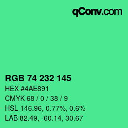 Color code: RGB 74 232 145 | qconv.com