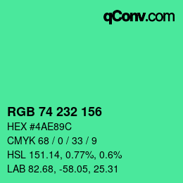 Color code: RGB 74 232 156 | qconv.com