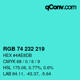 Color code: RGB 74 232 219 | qconv.com