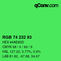 Color code: RGB 74 232 93 | qconv.com