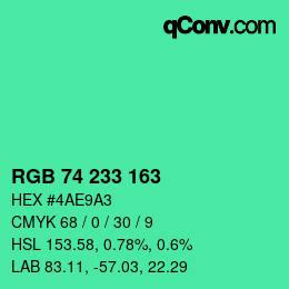 カラーコード: RGB 74 233 163 | qconv.com