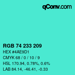Color code: RGB 74 233 209 | qconv.com