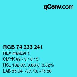 Color code: RGB 74 233 241 | qconv.com