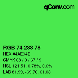 カラーコード: RGB 74 233 78 | qconv.com