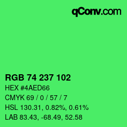 Color code: RGB 74 237 102 | qconv.com