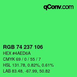 Color code: RGB 74 237 106 | qconv.com