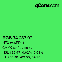 Color code: RGB 74 237 97 | qconv.com