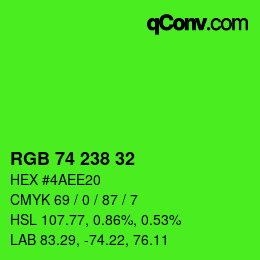 カラーコード: RGB 74 238 32 | qconv.com