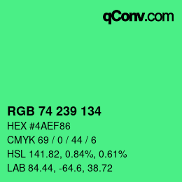 Color code: RGB 74 239 134 | qconv.com