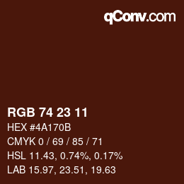 カラーコード: RGB 74 23 11 | qconv.com