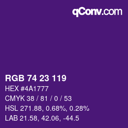 カラーコード: RGB 74 23 119 | qconv.com
