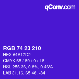 カラーコード: RGB 74 23 210 | qconv.com