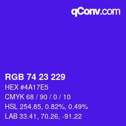 Color code: RGB 74 23 229 | qconv.com