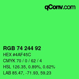 カラーコード: RGB 74 244 92 | qconv.com