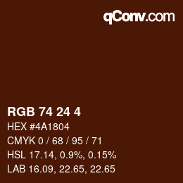カラーコード: RGB 74 24 4 | qconv.com