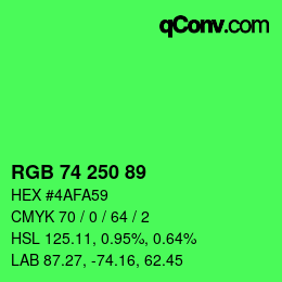 カラーコード: RGB 74 250 89 | qconv.com