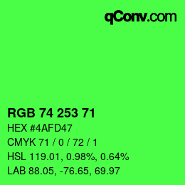 Color code: RGB 74 253 71 | qconv.com