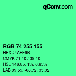 颜色代码: RGB 74 255 155 | qconv.com