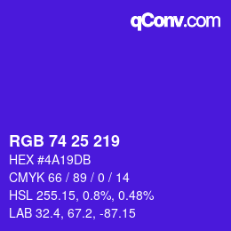カラーコード: RGB 74 25 219 | qconv.com