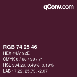 Color code: RGB 74 25 46 | qconv.com