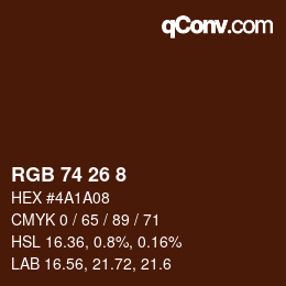 Color code: RGB 74 26 8 | qconv.com