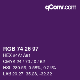 Código de color: RGB 74 26 97 | qconv.com