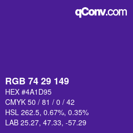 カラーコード: RGB 74 29 149 | qconv.com
